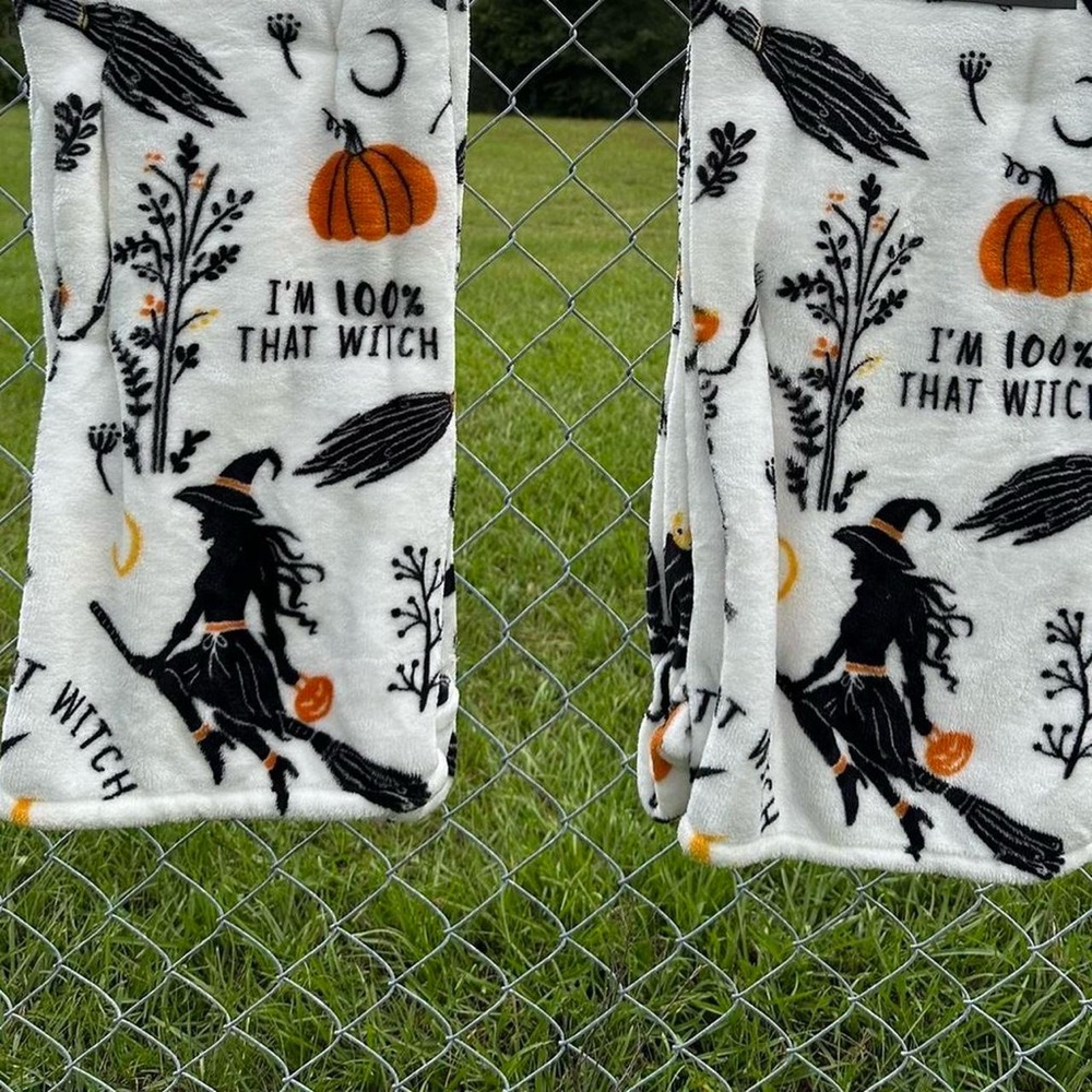 Plush Fleece Halloween Witchy Blanket